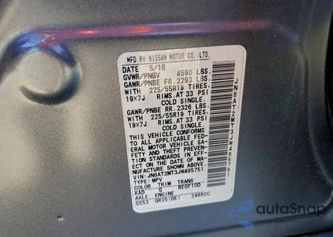2018 Nissan Rogue S z USA, uszkodzony, nr VIN JN8AT2MT3JW485751
